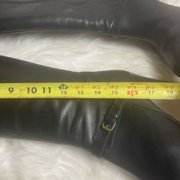J Crew Made in Italy leather black knee high heels boots side zipper SZ 10 - Picture 8 of 16